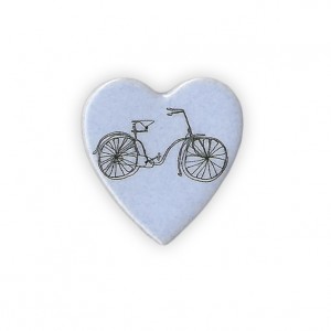 Ceramic Small Heart Bicycle Brooch