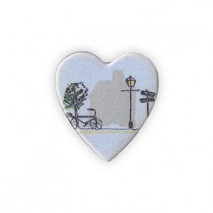 Ceramic Small Heart Bicycle Brooch