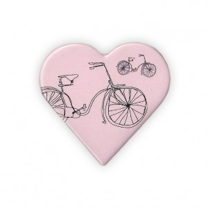 Ceramic Large Heart Bicycle Brooch