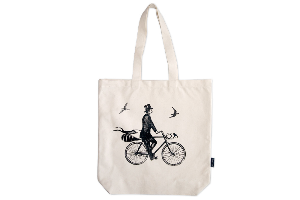 Chase and Wonder A Gentleman Rides Bicycle Tote Bag