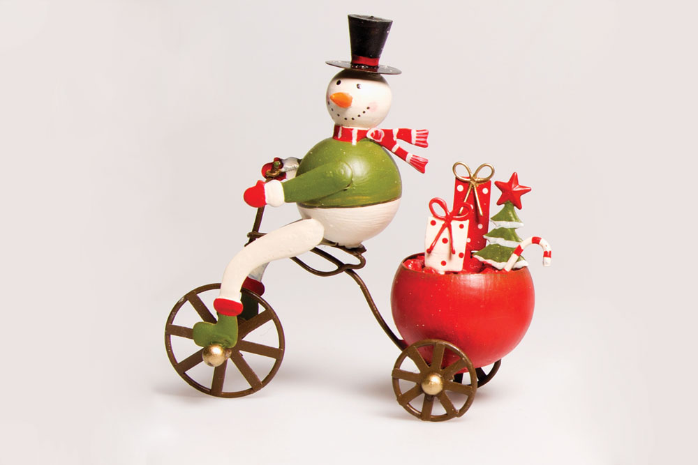 Christmas Bicycle Decoration - Snowman on a Bicycle | CycleMiles