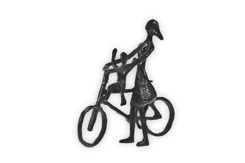 Mother and Small Child Bicycle Sculpture