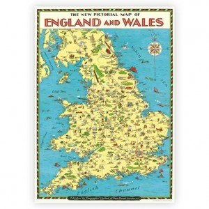 Pictorial Map of England and Wales Poster Paper