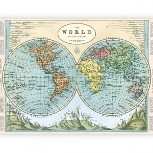 Hemispheres Map Poster Paper