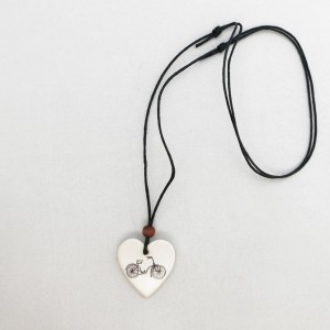 Ceramic Heart Bicycle Necklace