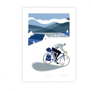 Blue Rider Bicycle Greeting Card by Andrew Pavitt