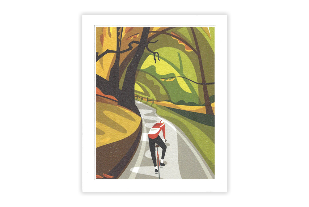 Falling Leaves Bicycle Greeting Card by Andrew Pavitt