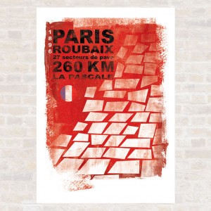 Paris Roubaix Cycling Print by Gareth Llewhellin