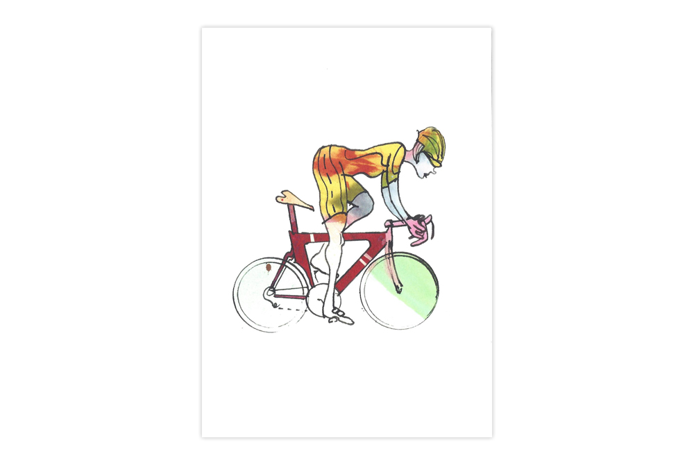 Woman Racer 49 Bicycle Greeting Card – Simon Spilsbury
