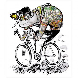 Paris Roubaix Cycling Print by Beach