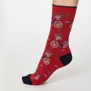 Women’s Bamboo Bicycle Socks – Berry Red